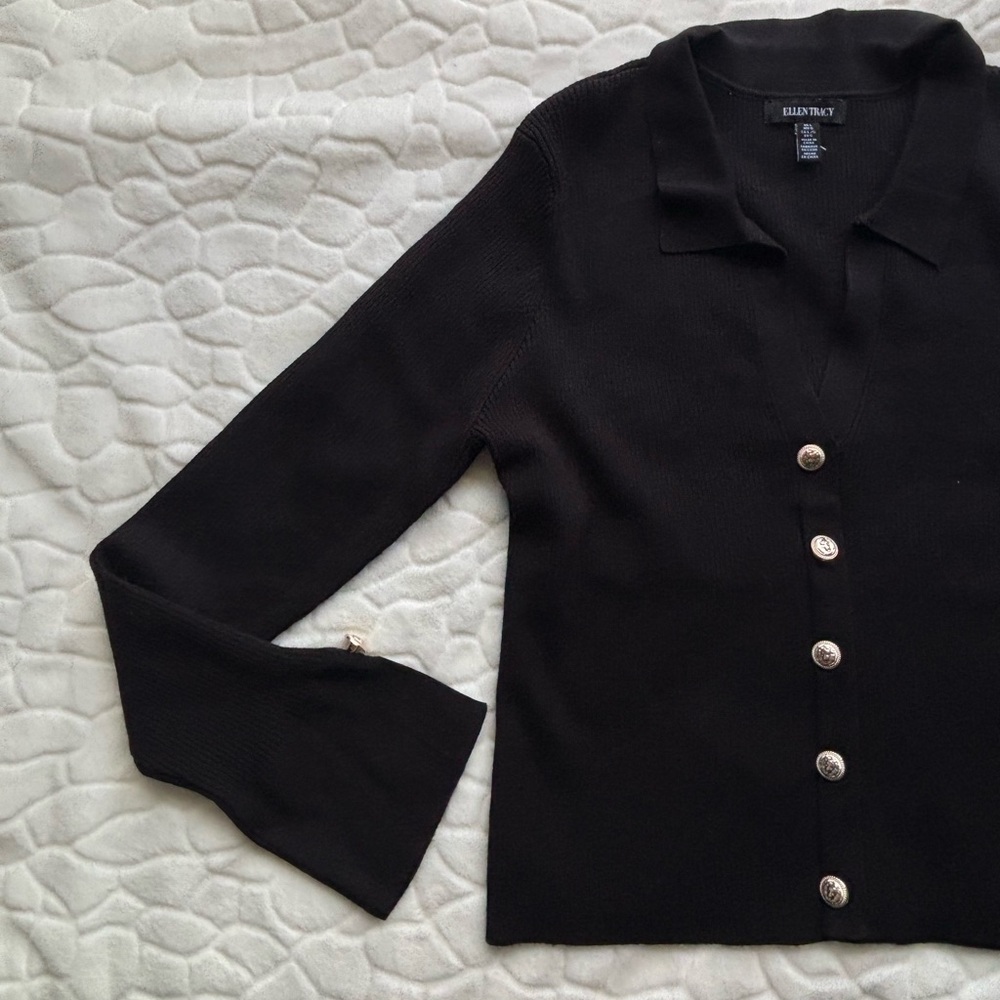 Ellen Tracy Collared Button Cardigan & Skirt - Picture 10 of 14